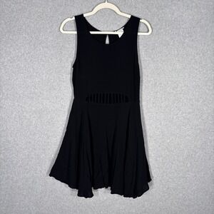 Skater Mini Dress Medium Black Cutout Waist Sexy LBD Party Cocktail Vacation‎